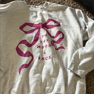 Gray Sweatshirt with Pink Ribbon Design